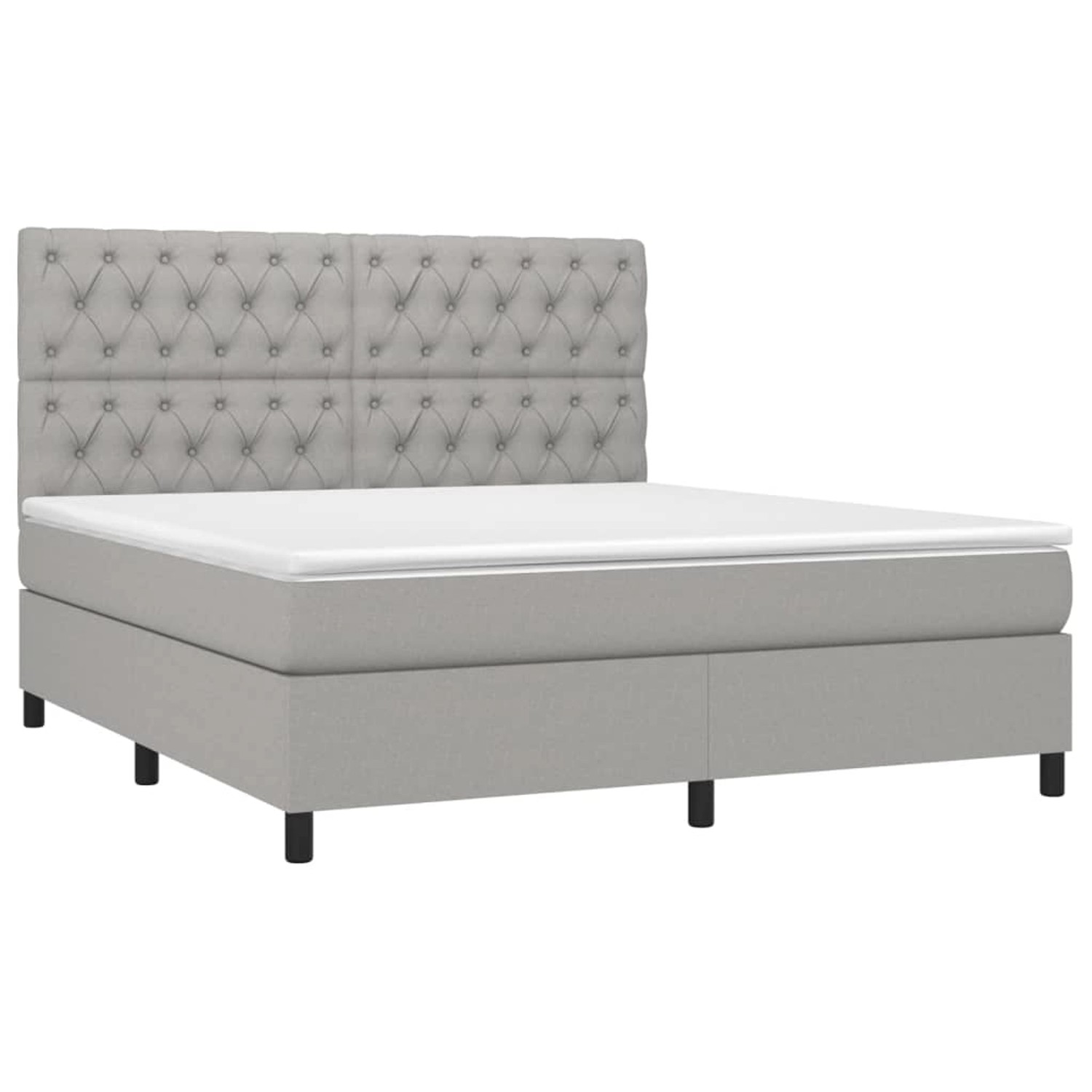 vidaXL Boxspringbett mit Matratze & LED Hellgrau 160x200 cm Stoff 3135125 günstig online kaufen