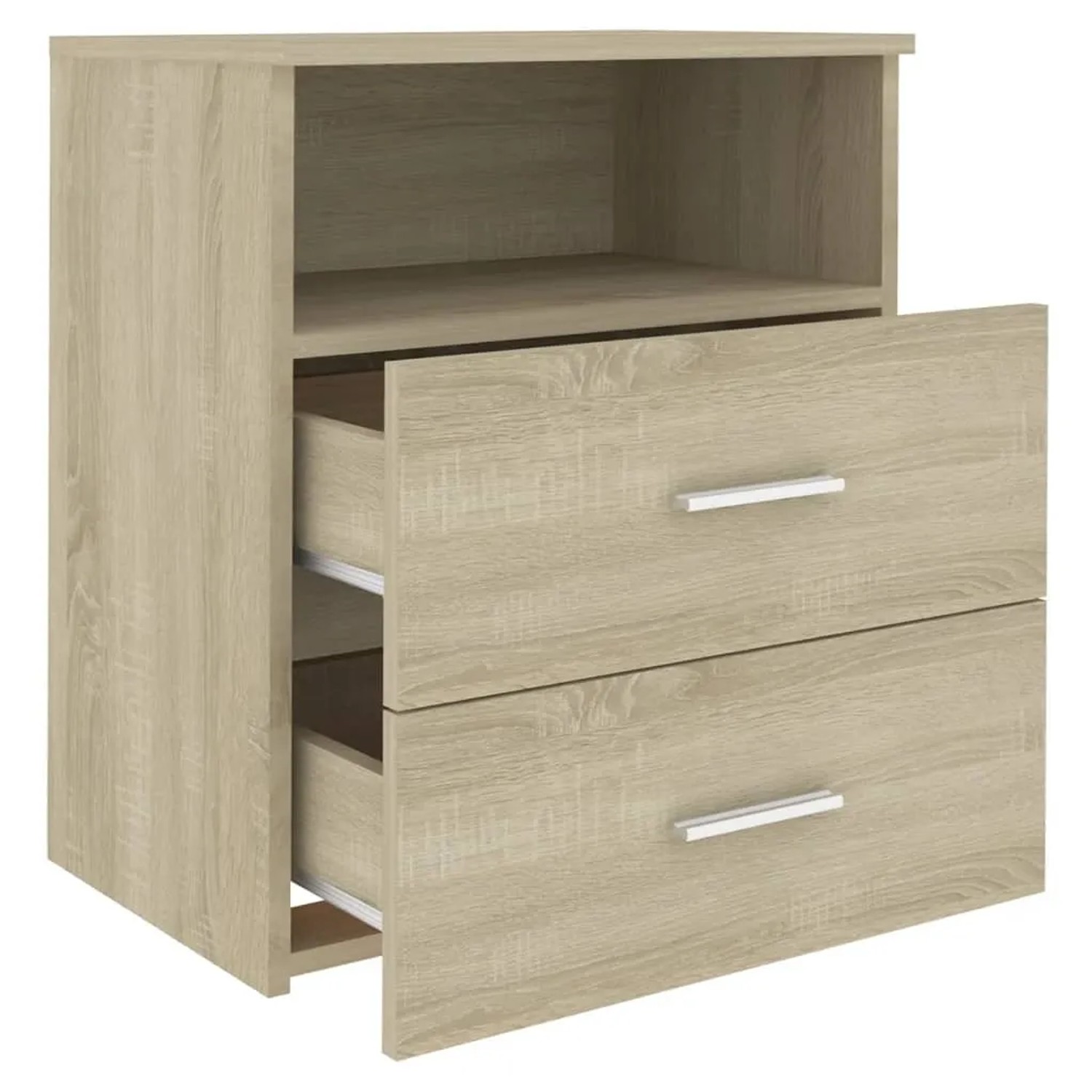 vidaXL Nachttisch Sonoma-Eiche mit 2 Schubladen und Ablage, 50x32x60 cm.