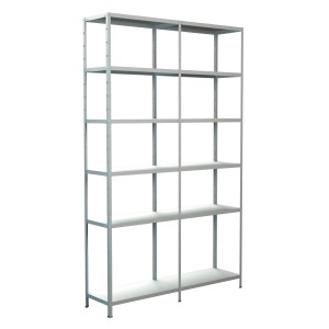 Weißes Schulte Steckregal mit 12 Böden, 230x140x35 cm, ideal für Lagerung und Ordnung.