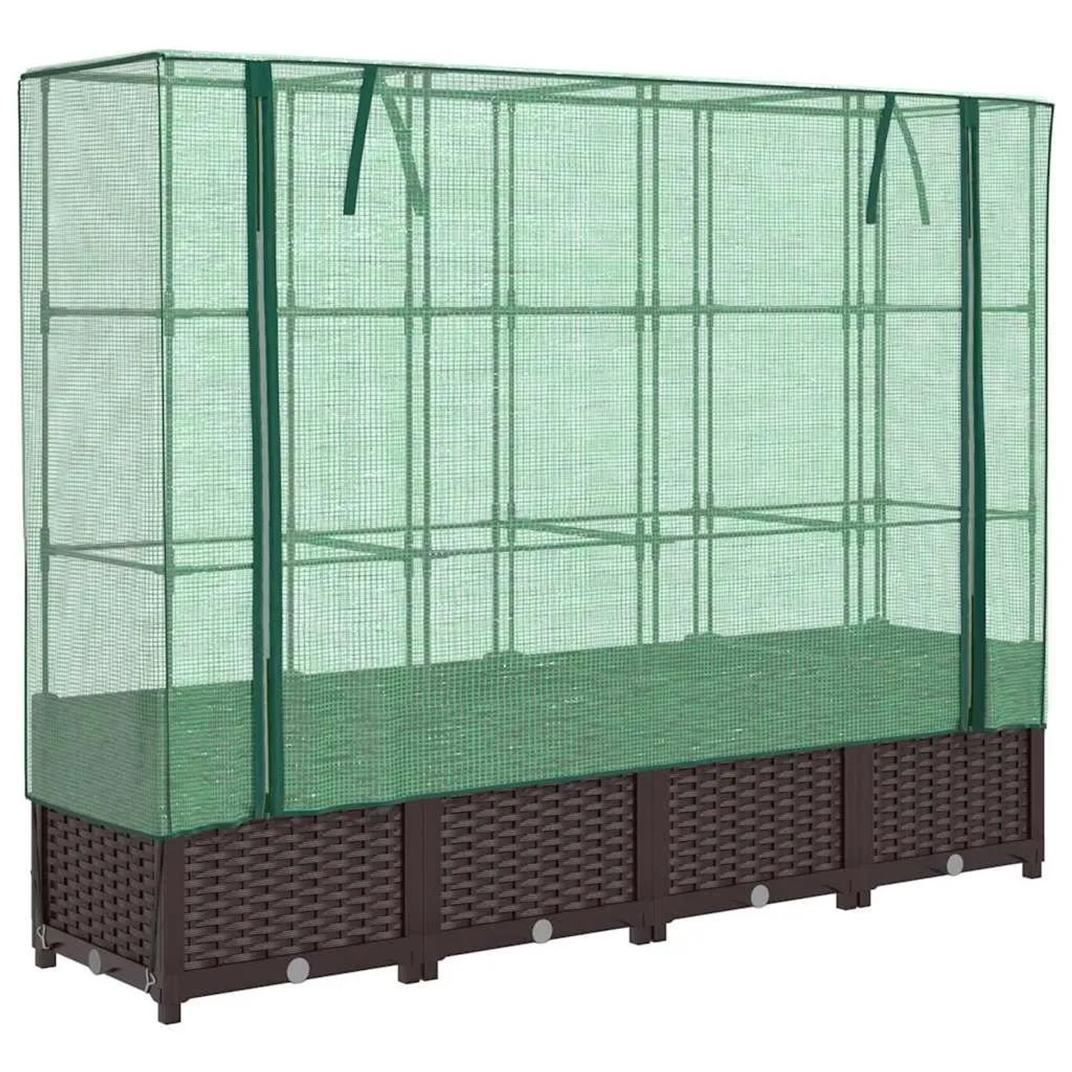 Furnicato Hochbeet Mit Gewächshaus-aufsatz Rattan-optik 160x40x138 Cm