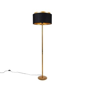 Moderne goldene Stehlampe Simplo mit schwarzem Schirm und goldener Innenseite. Ideal für Innenleuchten.