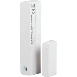 Homematic IP Fenster- und Türkontakt mit Magnet. Zwei weiße, rechteckige Sensoren für Smart Home.