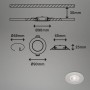 Brilo LED-Einbauleuchte Kulana, 4er Set, Chrom matt, 4,9W, mit Maßangaben als Schemazeichnung.