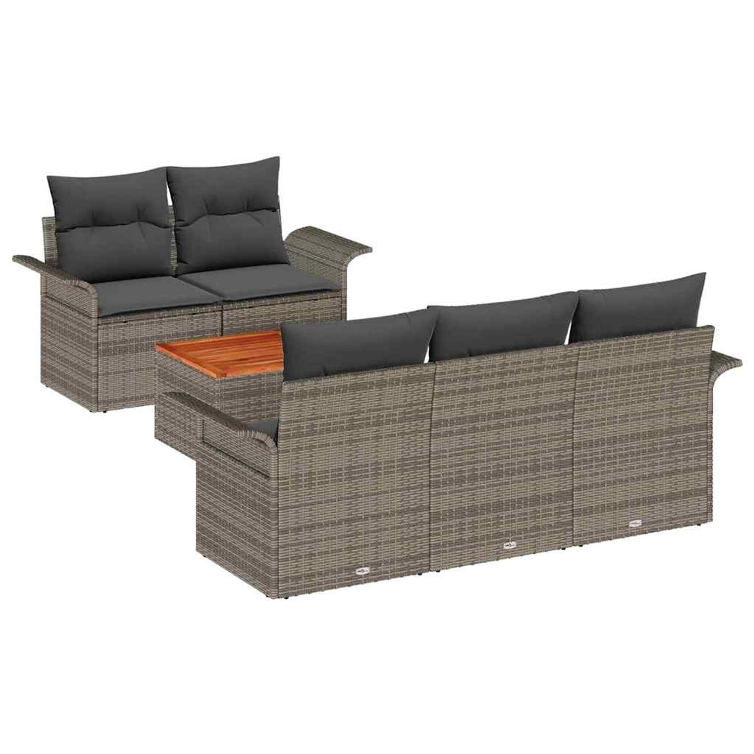 vidaXL Garten-Sofa-Set 6-Tlg Grau Poly Rattan 3347265 günstig online kaufen