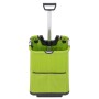 Grüner 50L klappbarer Einkaufstrolley mit ausziehbarem Griff und Taschen.