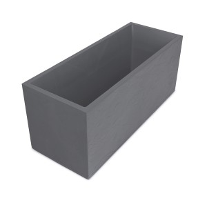 Ondis24 Pflanzkübel Vulkan 100 in Hellgrau, Gesteinsoptik. Rechteckiger Blumentopf für den Außenbereich.