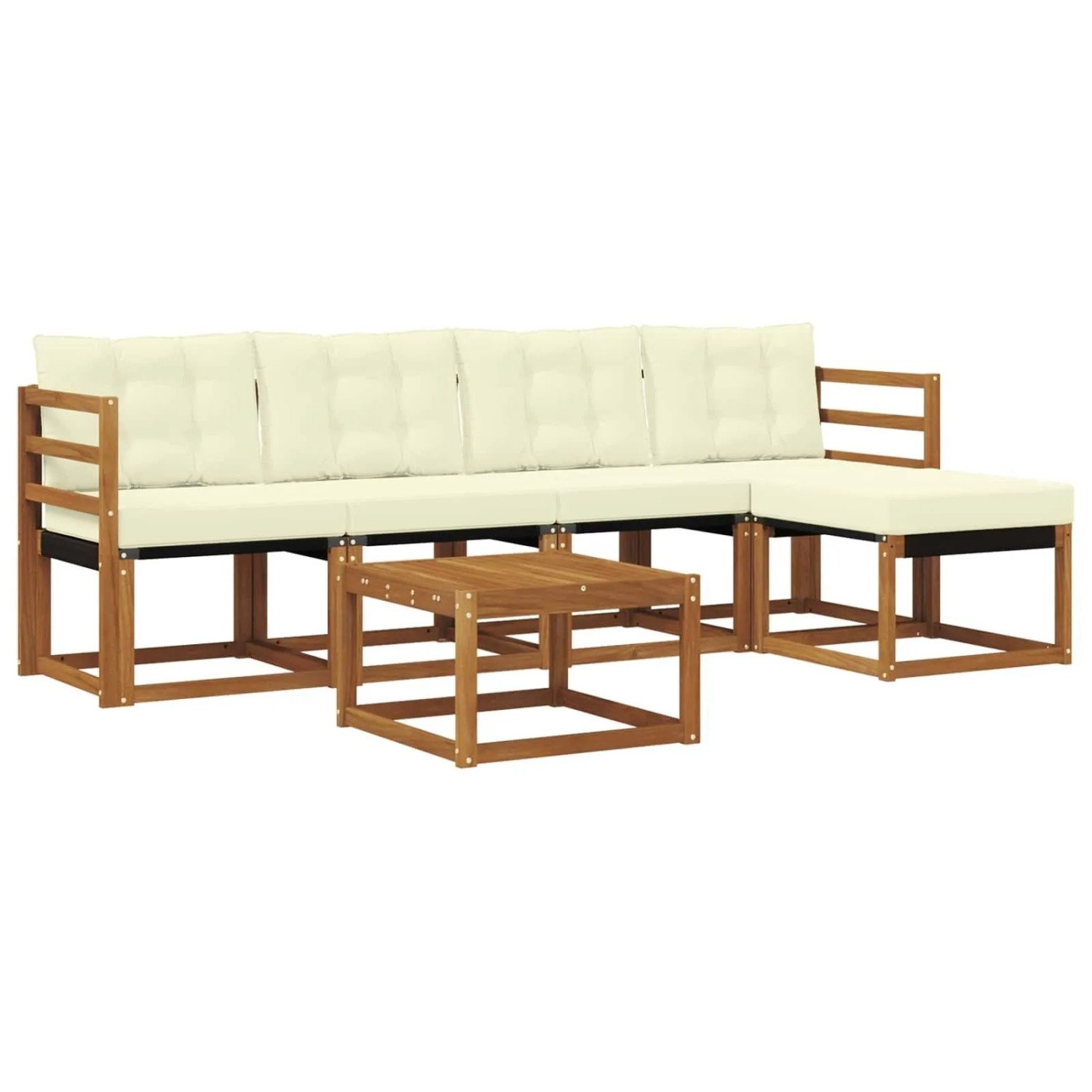 vidaXL Outdoor-Sofagarnitur mit Kissen 6-Tlg Natur und Creme 3368581