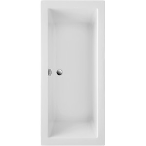 Ottofond Cubic Badewanne, 180 cm, Weiß, Rechteckform mit mittigem Abfluss.
