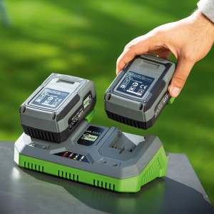 LUX 20V Doppel-Schnellladegerät mit zwei Akkus des 1 PowerSystems.