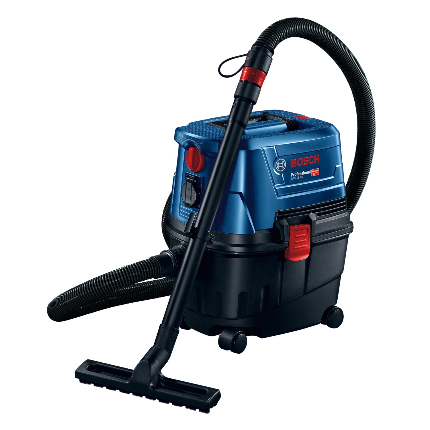 Bosch Professional GAS 15 PS Nass-/Trockensauger in Blau und Schwarz.