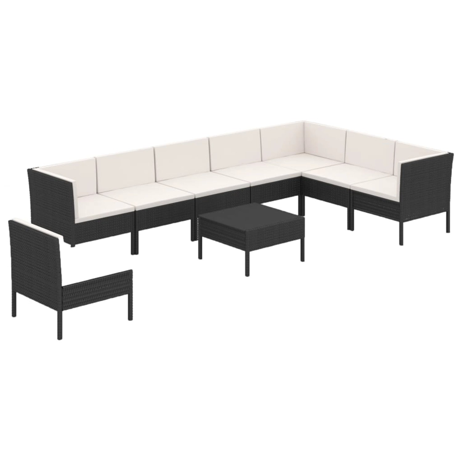 vidaXL 9-tlg Garten-Lounge-Set mit Auflagen Poly Rattan Schwarz Modell 38