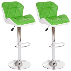 PROREGAL 2er-Set Barhocker Mit Lehne Sitzhöhe 62-83cm Höhenverstellbar Kunstleder Grün Barstuhl Tresenhocker