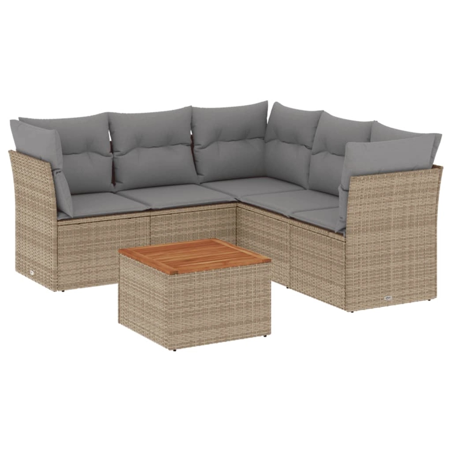 vidaXL 6-Tlg Garten-Sofagarnitur mit Kissen Beige Poly Rattan 3255968 günstig online kaufen