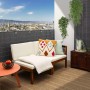 Grauer urfence PVC Sichtschutz am Balkon, schützt vor Wind & Blicken. Ideal für Garten & Zaunbau.