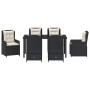 vidaXL Garten Essgruppe, 7-teilig, schwarz, Poly Rattan. Gartenmöbel Set mit Tisch und Stühlen.