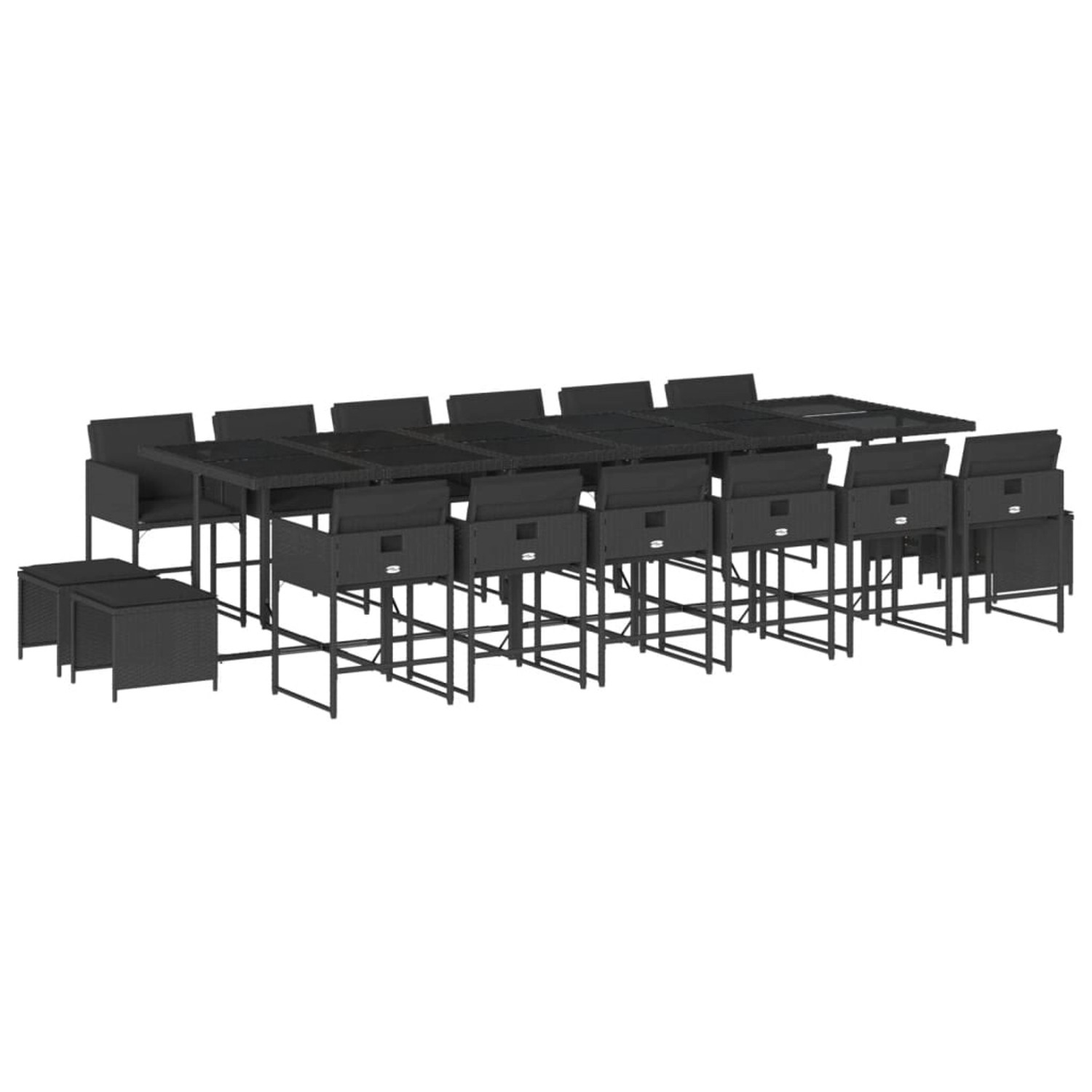 vidaXL 17-Tlg Garten-Essgruppe mit Kissen Schwarz Poly Rattan 3211363 günstig online kaufen
