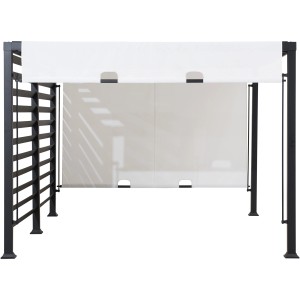 Sunjoy Pergola Oeta, 372x304 cm, weißer Stoffschirm, Stahlrahmen. Pavillon für Garten & Terrasse.