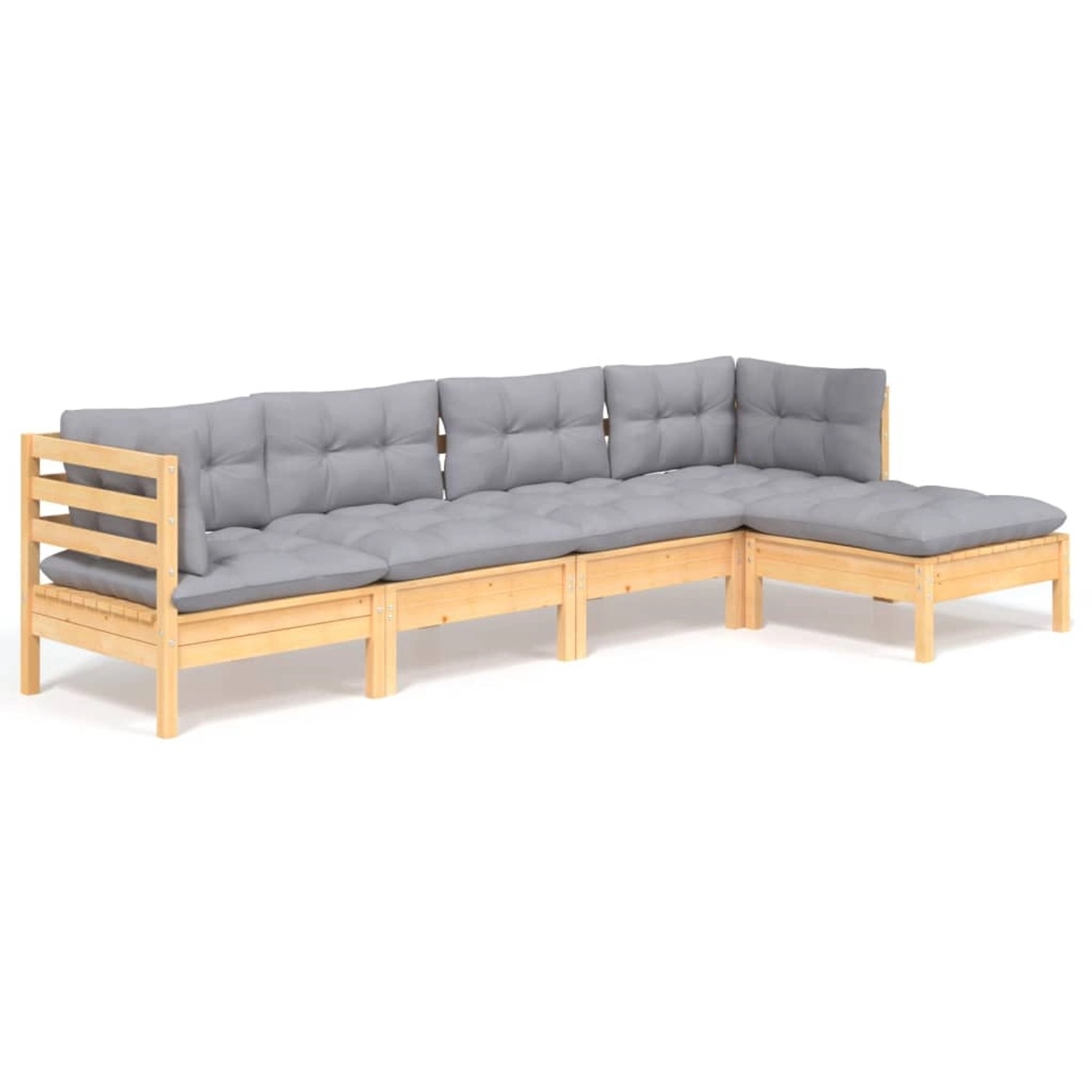 vidaXL 5-Tlg Garten-Lounge-Set mit Grauen Kissen Kiefernholz 3096357 günstig online kaufen