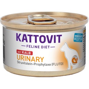 Kattovit Urinary Katzenfutter mit Kalb, 85g Dose zur Struvitstein-Prophylaxe.