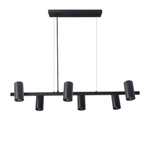 Moderne, schwarze 6-flammige ENOVALITE Pendelleuchte aus Aluminium für zielgerichtetes Licht.