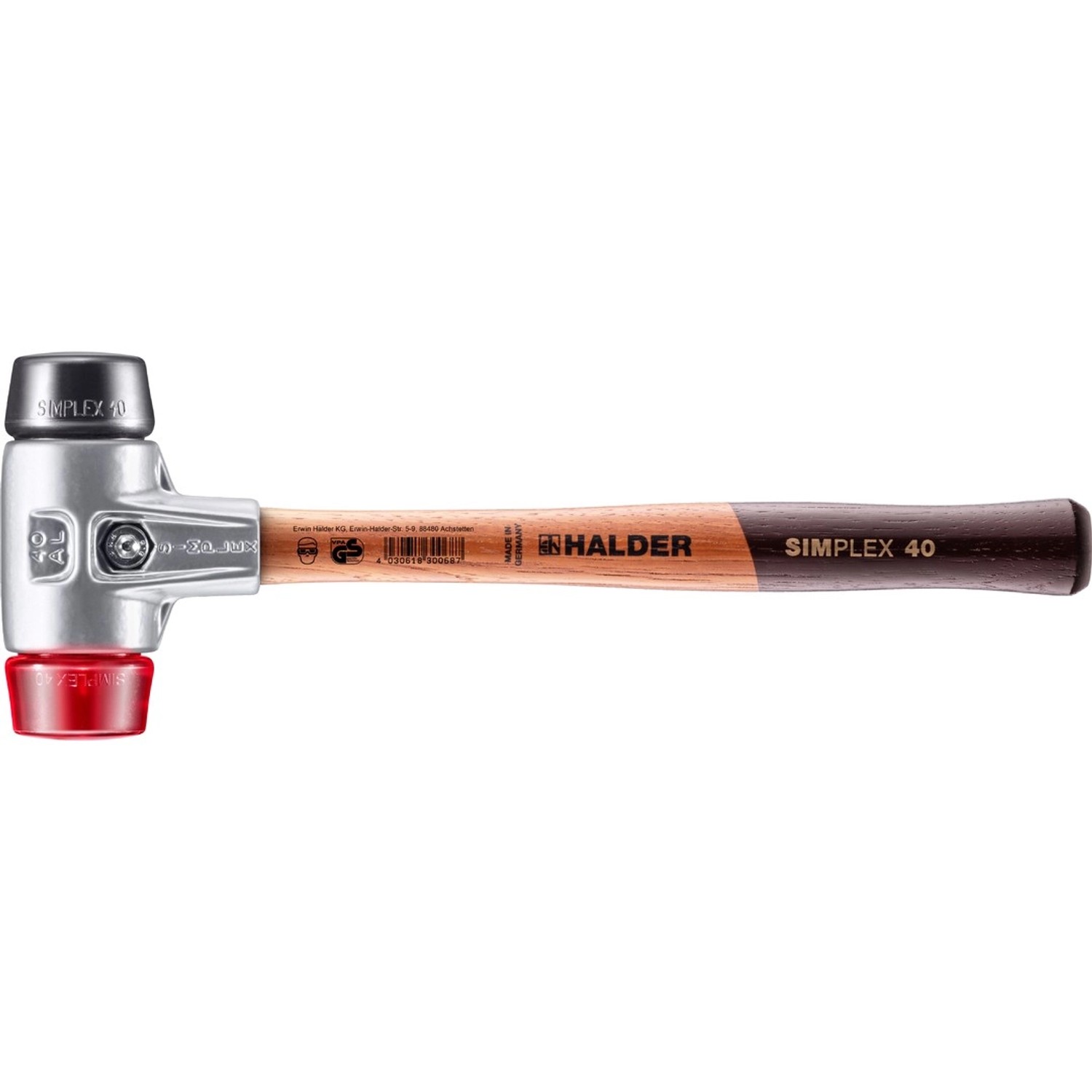 Halder Simplex Schonhammer Ø 40 mm Gummi Schwarz   Plastik Rot mit Aluminiu günstig online kaufen