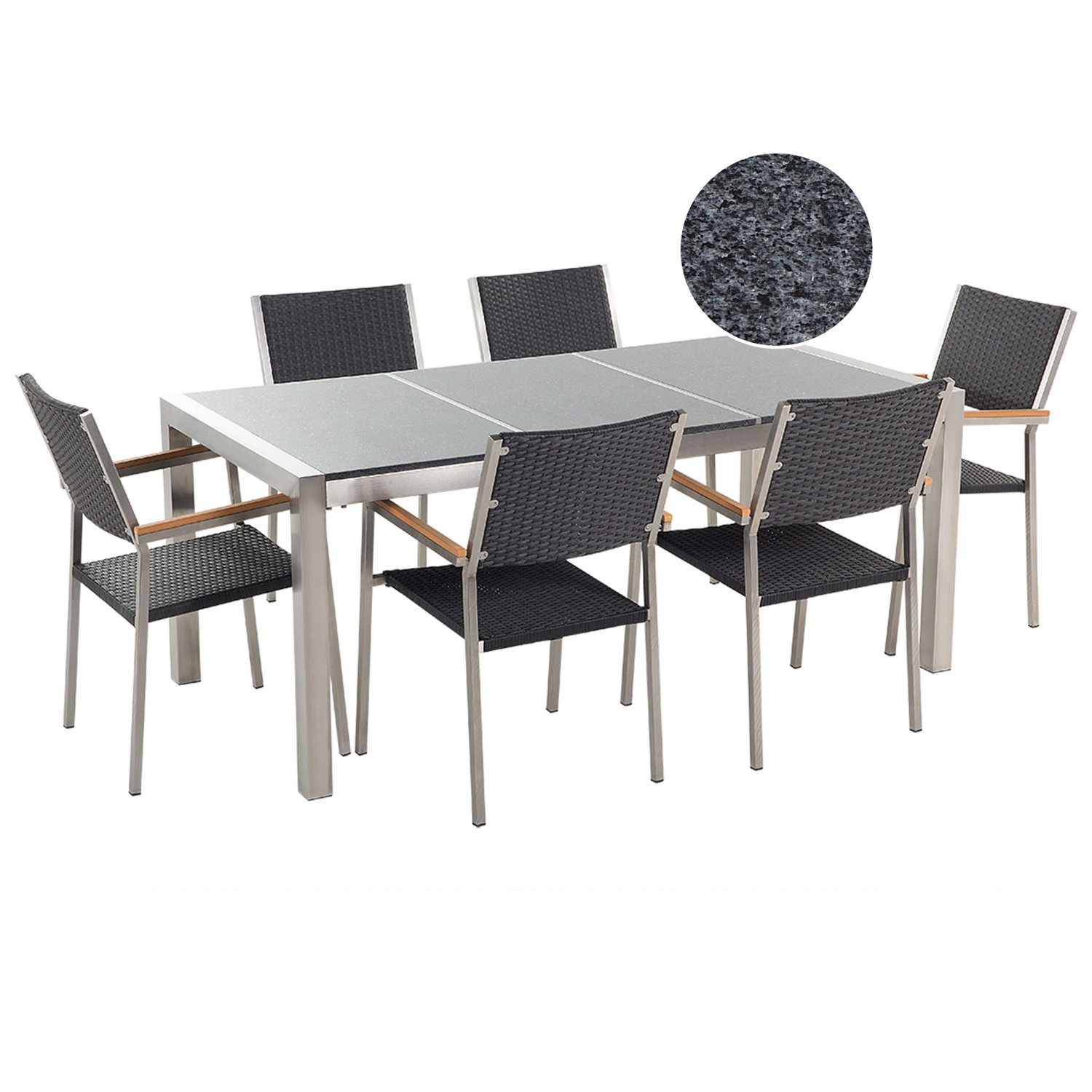 Beliani Gartentisch Set GROSSETO Graphitgrau 90x180x88 günstig online kaufen