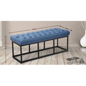 DELUKE Sitzbank MEXICO Stoff Blau 120x38x46cm Sitzbank Flur Sitzhocker Esszimmerbank Polsterbank Schlafzimmer