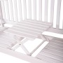 Weiße Garden Pleasure Gartenbank Singapur mit hochklappbarem Tisch aus FSC®-Holz.