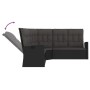 Schwarzes vidaXL Garten-Lounge-Set mit verstellbarer Rückenlehne und grauen Kissen.