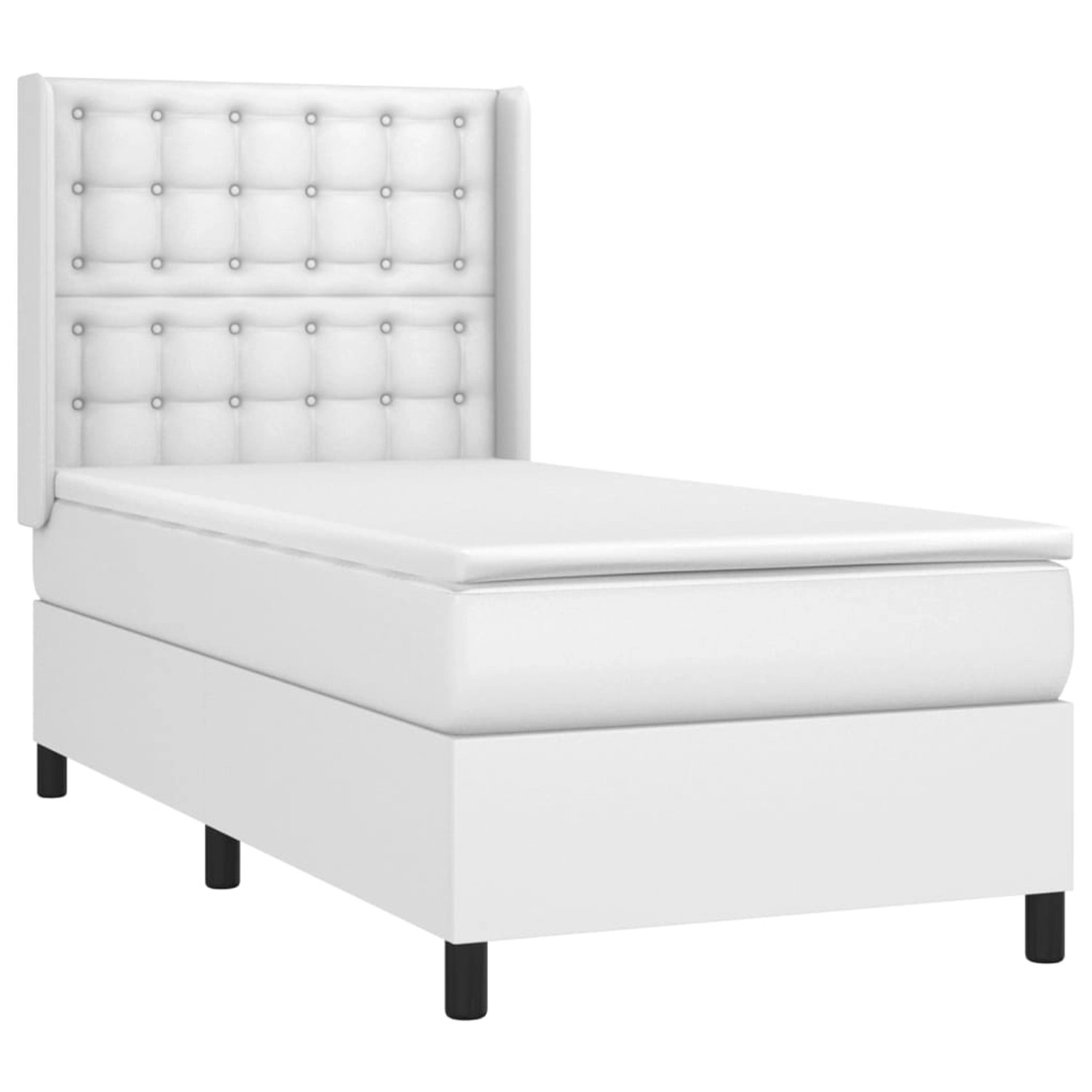 vidaXL Boxspringbett mit Matratze & LED Weiß 100x200 cm Kunstleder 3139368 günstig online kaufen