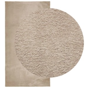 Sandfarbener Kurzflor-Teppich HUARTE, 80x150 cm, mit weicher, flauschiger Oberfläche.