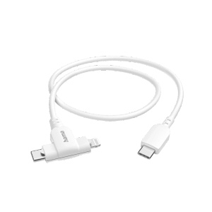 Weißes Hama 2in1 Ladekabel USB-C und Lightning (MFI) mit 1,5 m Länge.
