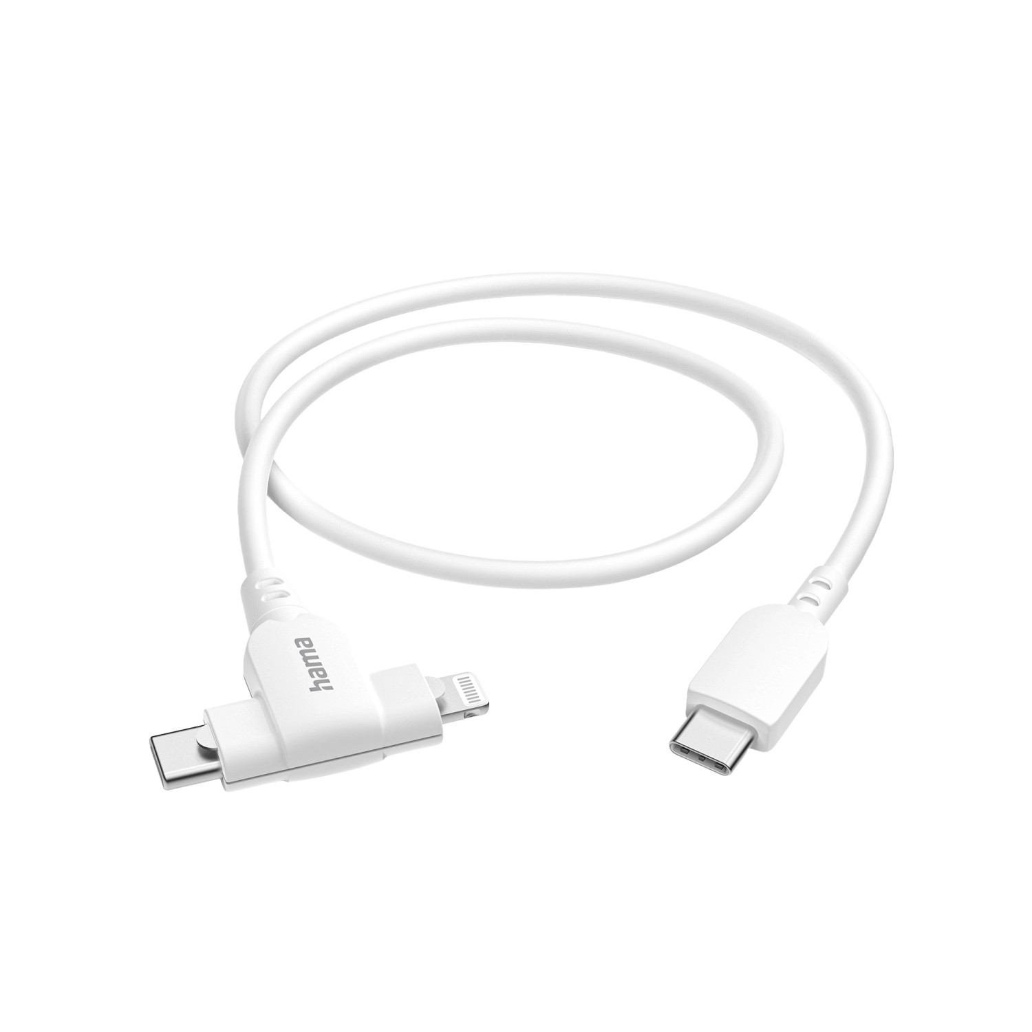 Hama Ladekabel 2in1 USB-C Lightning MFI 1,5 m Weiß