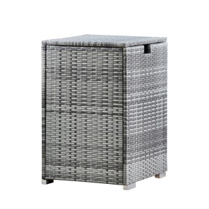 Graue Teamson Home Gasflaschenabdeckung im Rattan-Design für Feuerschalen.
