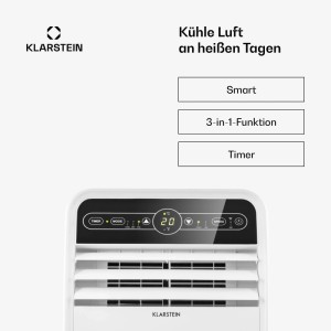 Klarstein Metrobreeze New York Smart 7k Klimaanlage in Weiß mit digitalem Display.