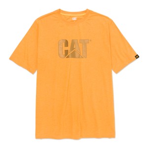 Gelbes Cat T-Shirt Trademark Gr. M für Arbeitskleidung mit großem Logo auf der Brust.