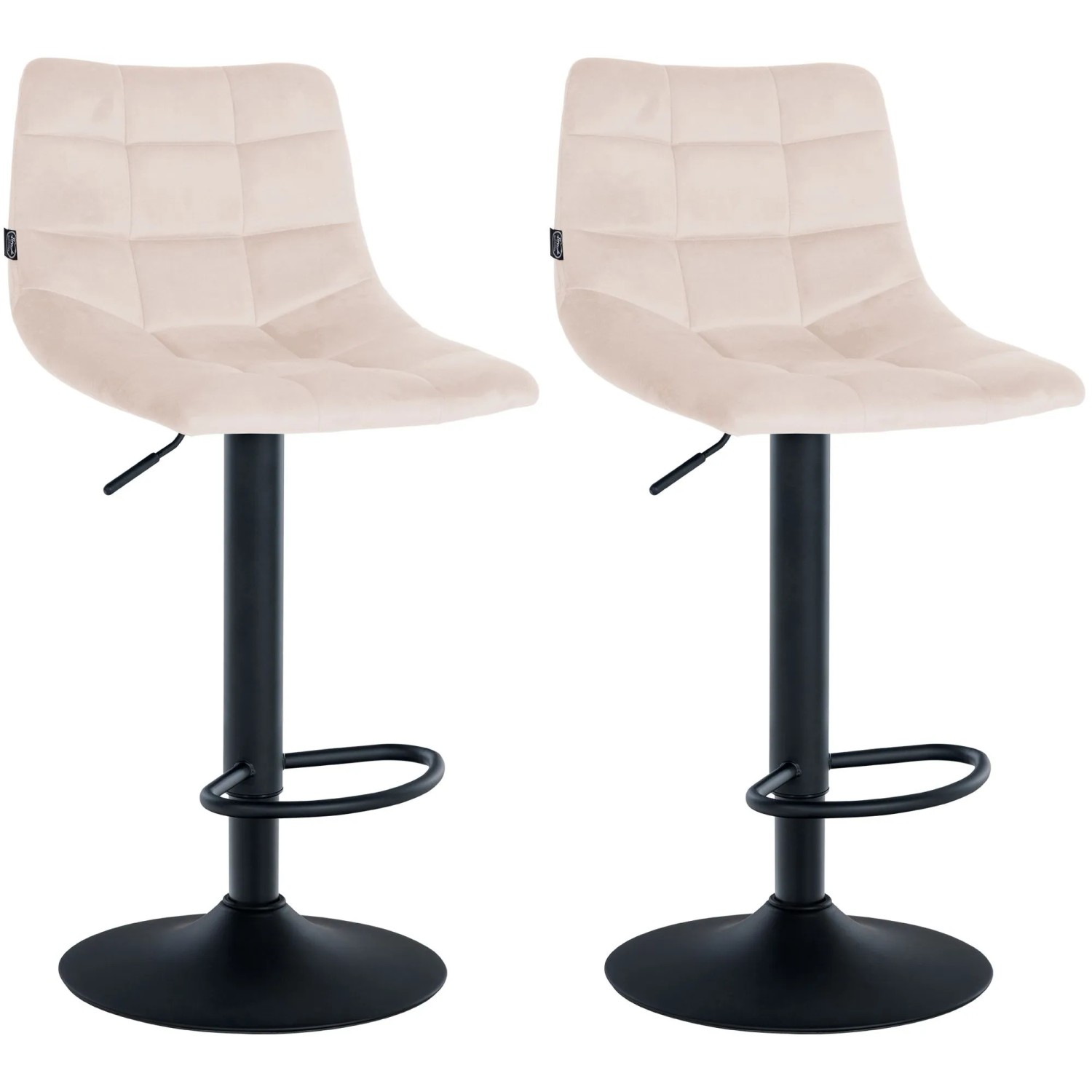 DELUKE Barhocker 2er Set DUBAI Beige Samt Schwarz Barstuhl Mit Lehne Tresenhocker Tresenstuhl