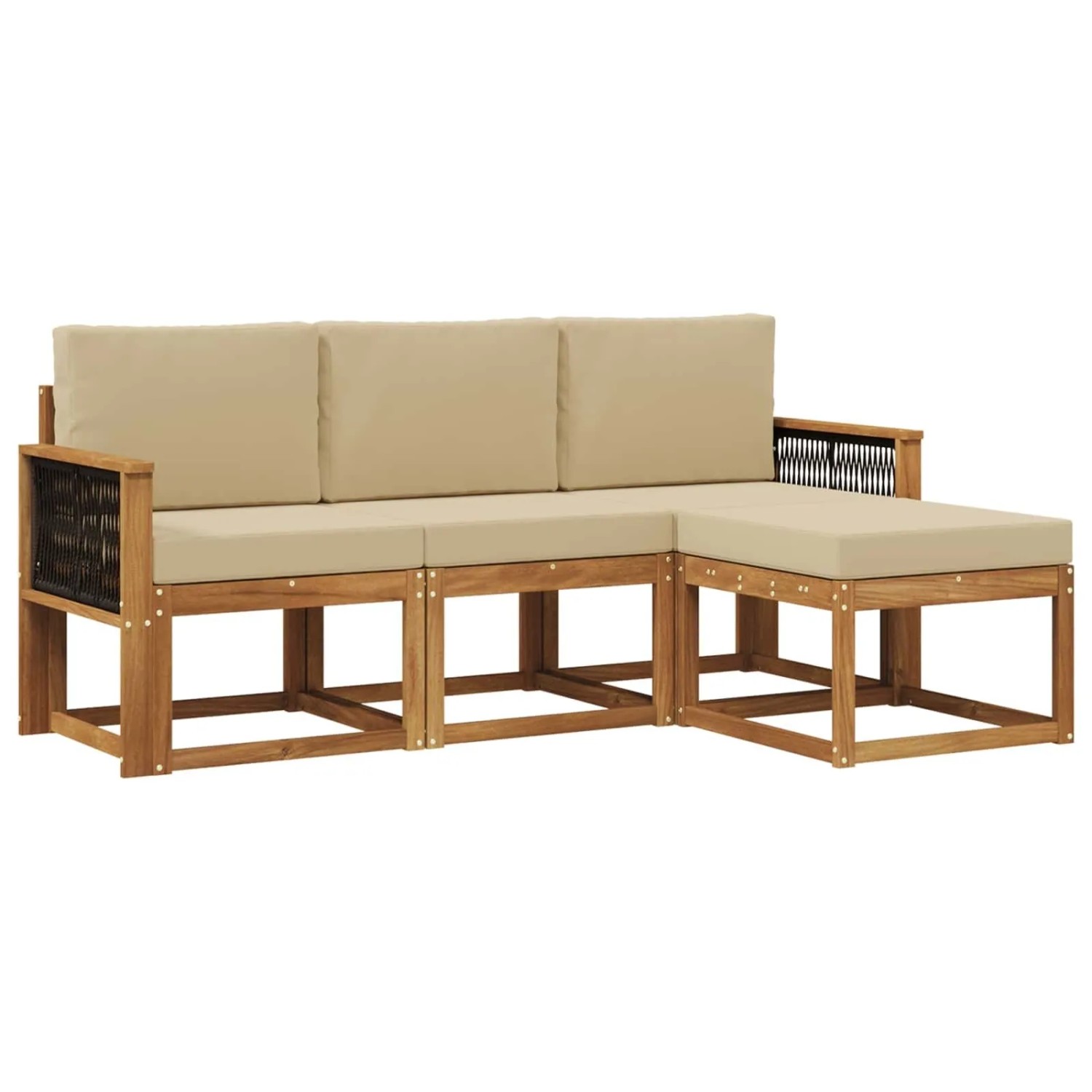 vidaXL Outdoor-Sofagarnitur mit Kissen 4 Stk Natur 3385114