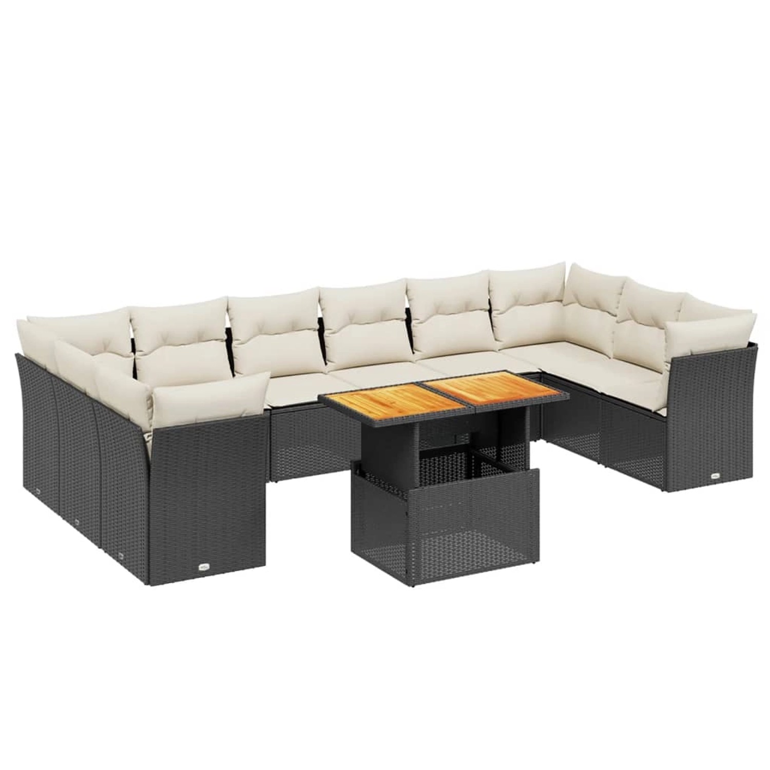vidaXL 11-Tlg Garten-Sofagarnitur mit Kissen Schwarz Poly Rattan 3271021 günstig online kaufen