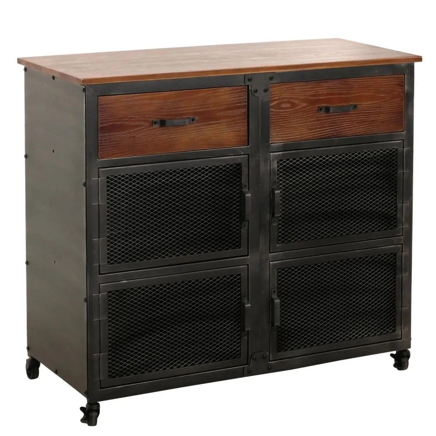 MCW Werkstattwagen N28 2 Schubladen 90x100x40cm Schwarz Braun