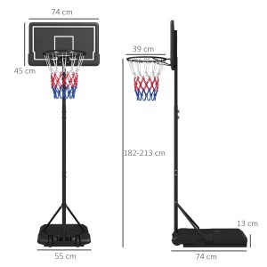 Schwarzer SPORTNOW Basketballständer aus Stahl, höhenverstellbar, für Spiel & Spaß im Freien.