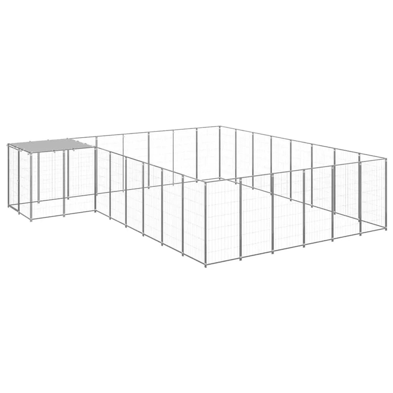 vidaXL Hundezwinger Silbern 15,73 m² Stahl 3082233