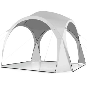 Weißes Costway Partyzelt/Pavillon mit Sonnenschutz UPF 50+ für Garten, Strand oder Camping.