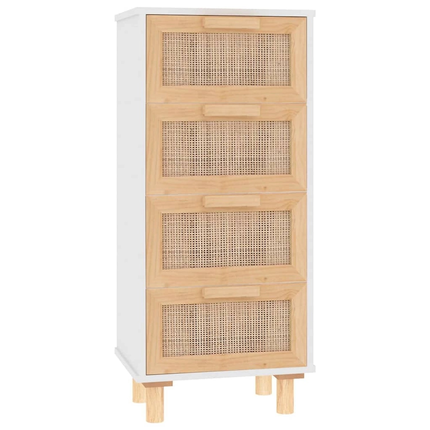 vidaXL Sideboard Weiß 40x30x90 cm Massivholz Kiefer und Natur-Rattan 345642 günstig online kaufen