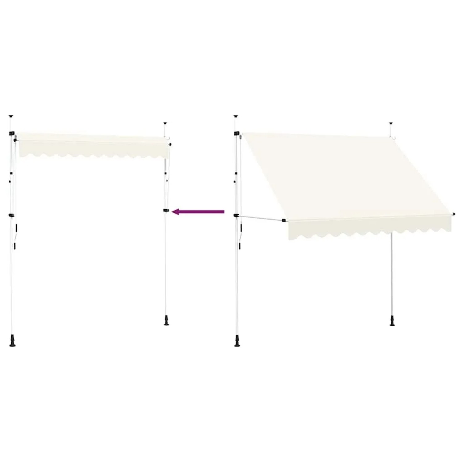 vidaXL Einziehbare Markise Handbetrieben 250 cm Cremeweiß 143695_6