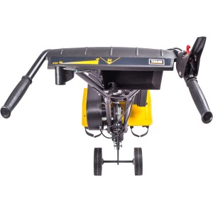 Texas Benzin-Motorhacke Lilli345TG, gelb/schwarz, mit Transporträdern, Aufsicht.