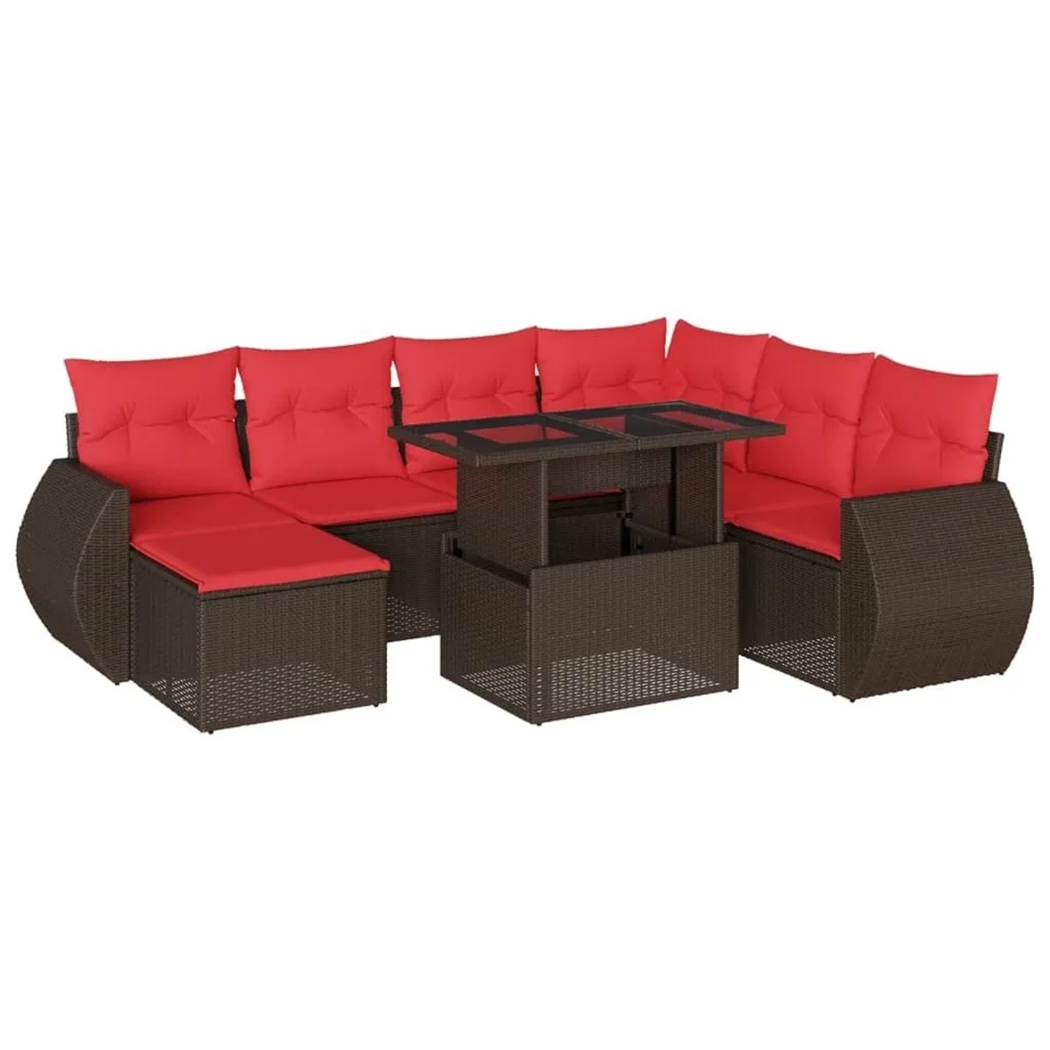 vidaXL 8-Tlg Gartensofa-Set mit Kissen Braun Polyrattan 3268704 günstig online kaufen