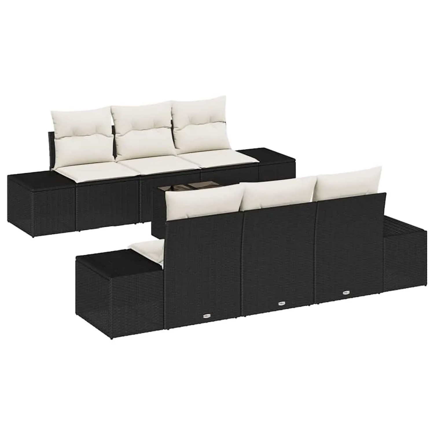 Thumbnail - vidaXL Garten-Sofa-Set mit Kissen 8 Tlg Schwarz und Creme Poly-Rattan 3355616