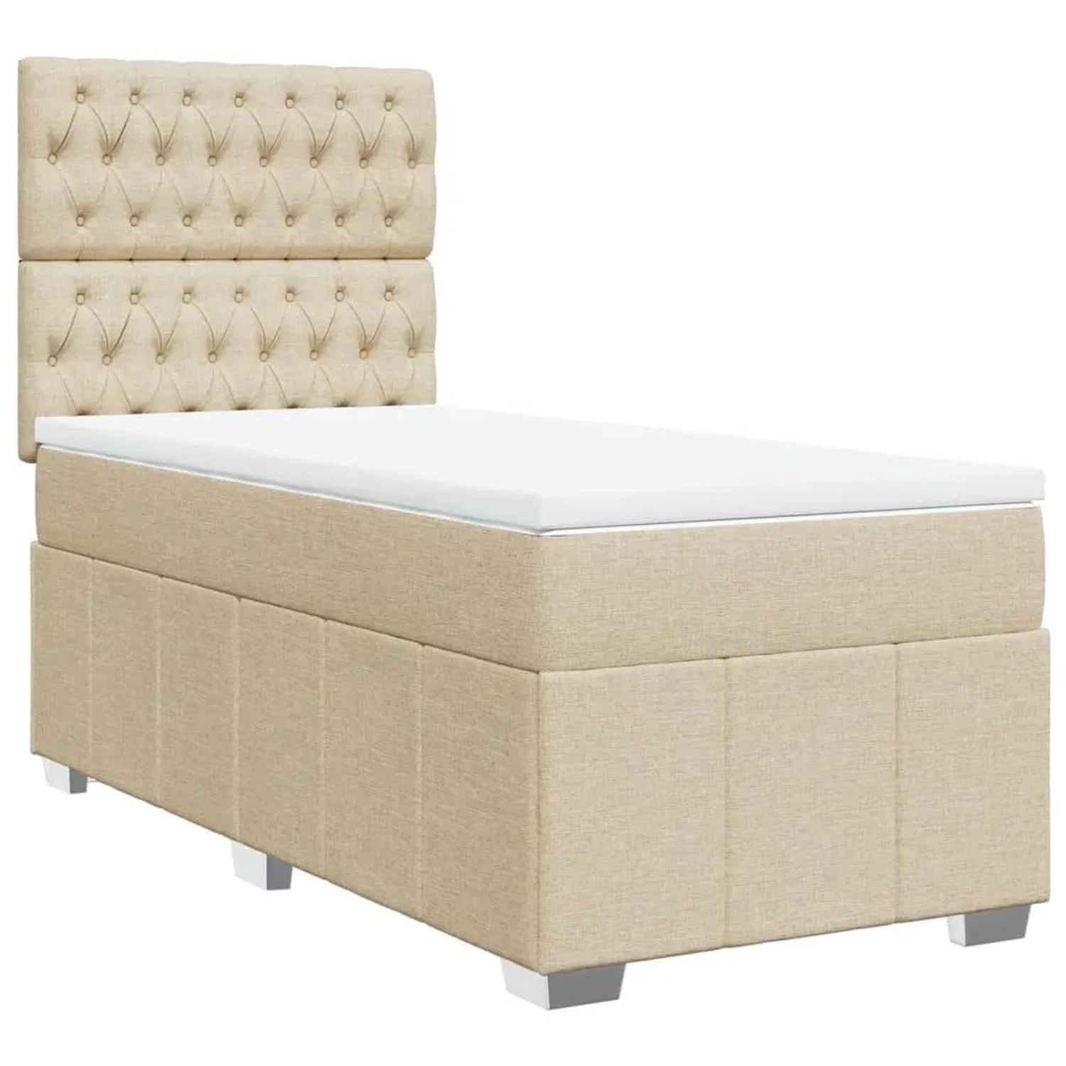 vidaXL Boxspringbett mit Matratze Creme 100x200 cm Stoff 3293891