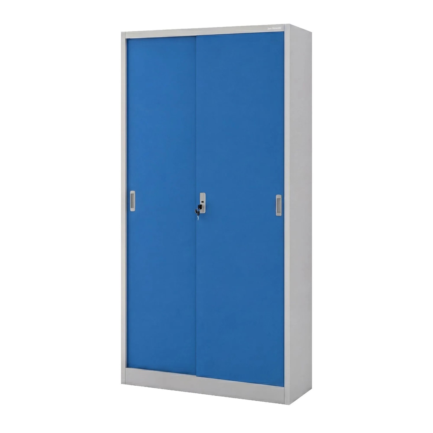 JAN NOWAK Büro-Metallschrank mit Schiebetüren Grau-Blau KUBA 185x90x40 cm